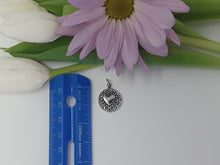 Load image into Gallery viewer, ps7160 - Circle Sterling Silver Disc with Beaded Heart (Left Charm)