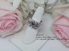 Load image into Gallery viewer, rc3029 - 3 Piece Sterling Silver Horseshoe Stack Set 3 With 14k Gold Detail