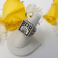 Load image into Gallery viewer, rc7155 - Sterling "Remember The Alamo" Ring With 14k Gold Cross And Two 14k Pillars