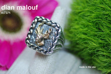 Load image into Gallery viewer, rc7371 - 14K Deer Head Large On Sterling Silver Fern Shank, Sterling Braid