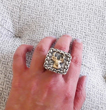 Load image into Gallery viewer, rc7371 - 14K Deer Head Large On Sterling Silver Fern Shank, Sterling Braid