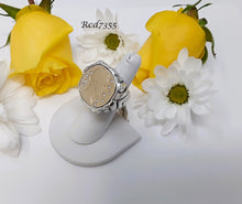 Load image into Gallery viewer, rcd7355 - Sterling Silver Ring With 14k Gold Coin And Sterling Silver Notched Bezel 8 Diamonds .29 CTW