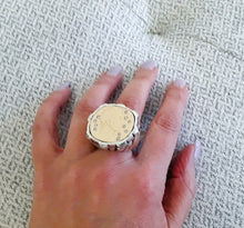 Load image into Gallery viewer, rcd7355 - Sterling Silver Ring With 14k Gold Coin And Sterling Silver Notched Bezel 8 Diamonds .29 CTW