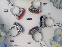 Load image into Gallery viewer, rs3073 - African Zag Stack Ring Sterling Silver With Choice Of 1/2 Moon Hand Cut Stone