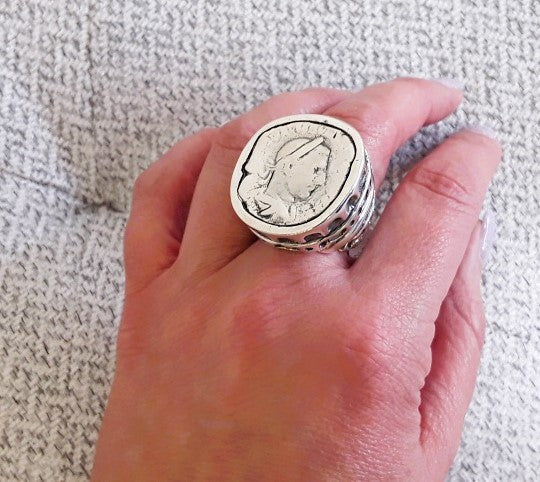 Coin ring, sterling silver hot