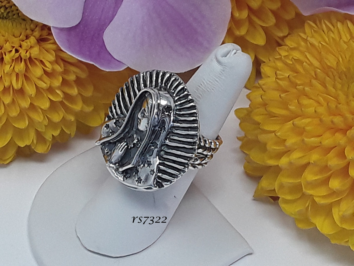 rs7322 - Round Sterling Virgin Ring With Rays And Veil – Dian