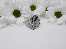 Load image into Gallery viewer, rs7371 - Sterling Silver Deer Head Ring With Fern Shank Large