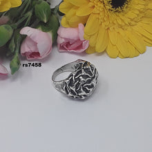Load image into Gallery viewer, rs7458 - Sterling Dome Puffy Multi-Longhorns Ring