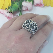 Load image into Gallery viewer, rs7458 - Sterling Dome Puffy Multi-Longhorns Ring