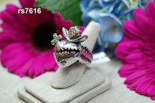 Load image into Gallery viewer, rs7616 - Sterling Silver Sacred Heart With Sterling Cross And Zig Zag Open Center, On Zig Zag Shank