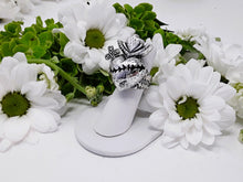 Load image into Gallery viewer, rs7616 - Sterling Silver Sacred Heart With Sterling Cross And Zig Zag Open Center, On Zig Zag Shank