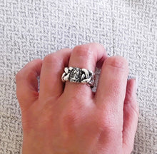 Load image into Gallery viewer, rs7652 - Square Sterling Silver Braided Band With Virgin De Guadalupe