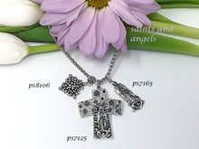 Load image into Gallery viewer, ps8106 - Small Sterling Silver Fancy Pendant w/Stone (Left Charm)