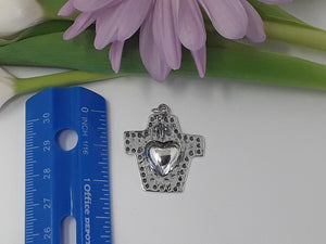 ps7090 - Sterling Silver Cross with Smooth Heart Center (Middle Charm)