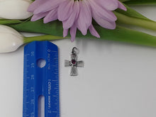 Load image into Gallery viewer, ps8105 - Sterling Silver Hammered Cross with Stone (Right Charm)
