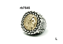 Load image into Gallery viewer, rb7545 -  Sterling Silver Caviar Ring with Gold Coin Center
