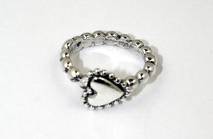 rs5001 - Side Heart Charm Ring On Bubble Band