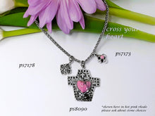 Load image into Gallery viewer, ps8090 - Crater Sterling Silver Cross with Puffy Silver Heart (Middle Charm)
