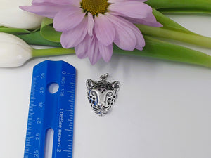 ps7181 - Medium Sterling Silver Leopard Head (Middle Charm)