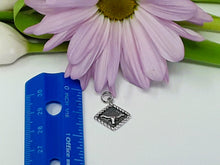 Load image into Gallery viewer, ps7184 - Small Sterling Silver Longhorn Diamond Shape (Left Charm)
