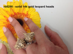 rb8298 - Large Double Headed Leopard With 14K Heads