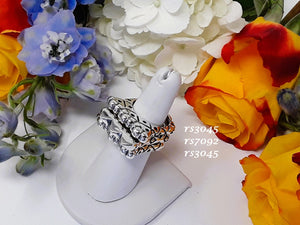 rs3045 - Sterling Silver 3 Beaded Swiss Stack Ring