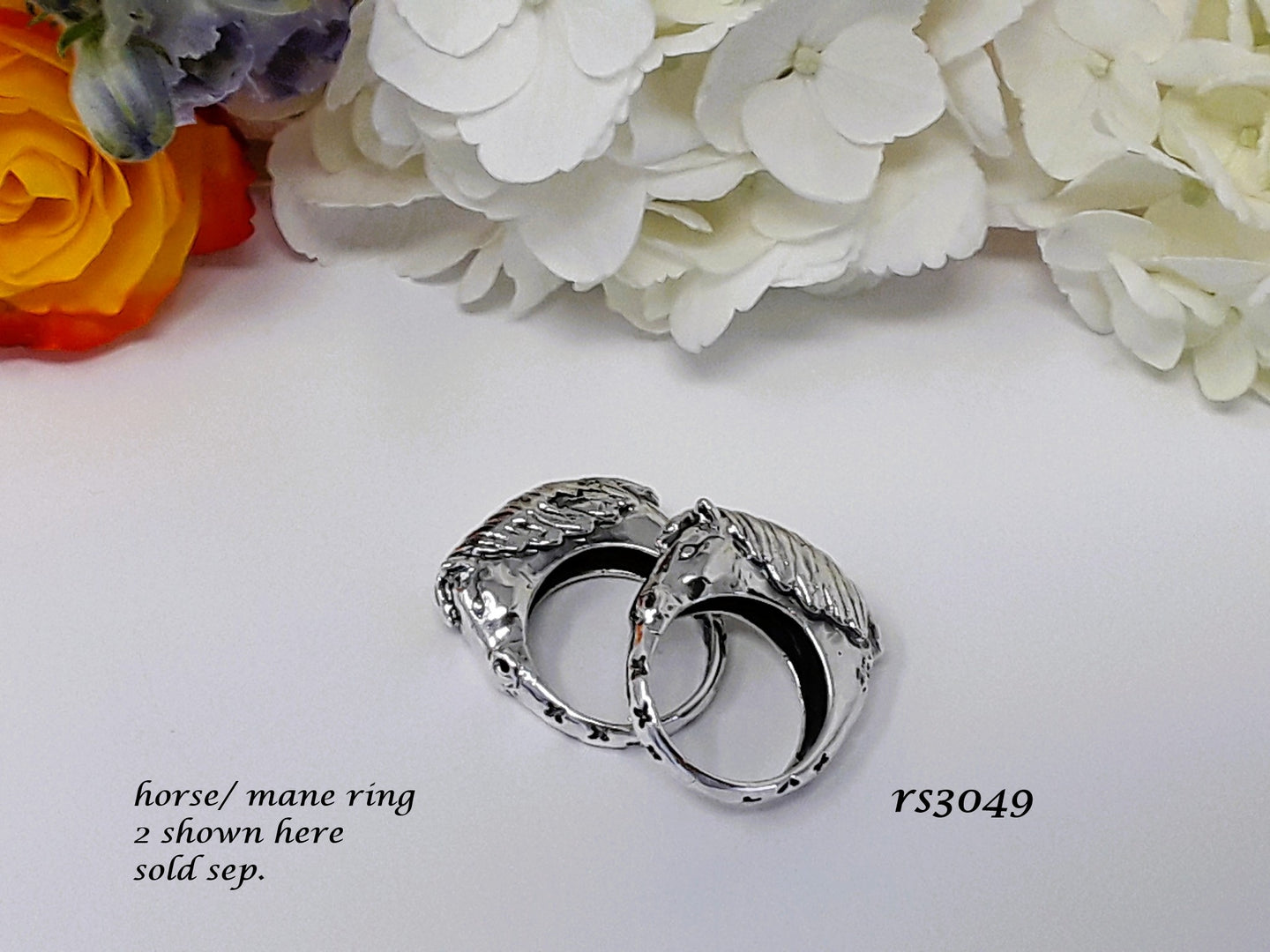 rs3049 - Sterling Silver Horse/Mane Stack Ring