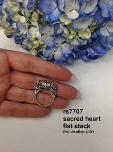 rs7707 - Sterling Silver Sacred Heart w/Cross