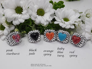 rs8135 - Heart Stone with Silver Puff Top