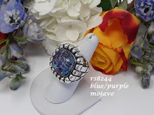 Load image into Gallery viewer, rs8244 - Large Sterling Silver Checkerboard Sided Ring With Hand Cut Cabochon Stone
