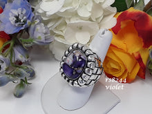 Load image into Gallery viewer, rs8244 - Large Sterling Silver Checkerboard Sided Ring With Hand Cut Cabochon Stone
