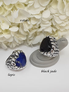 rs8261 - Sterling silver dashed line heart ring with twisted rope top and heart hand-cut stone