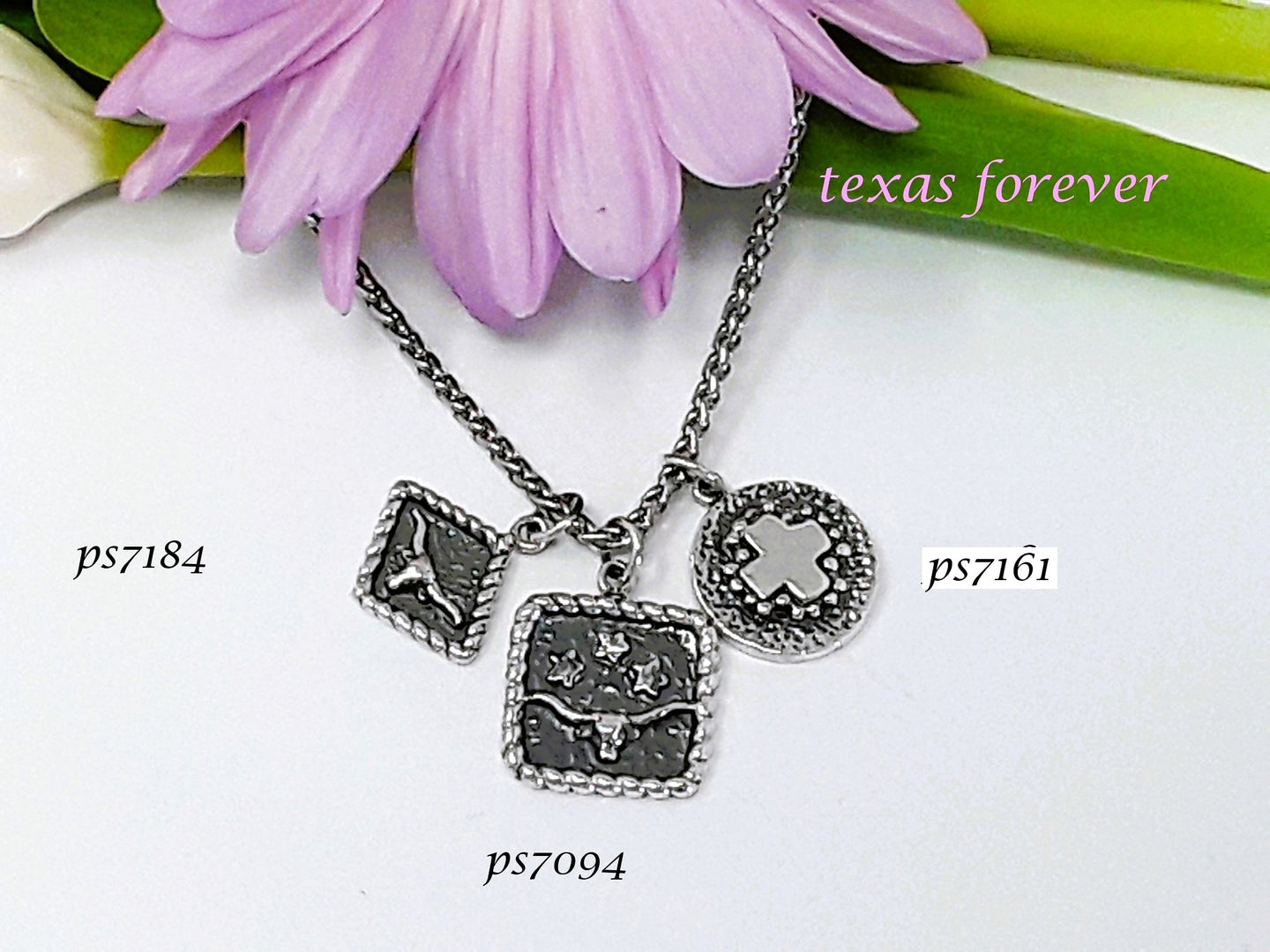 ps7184 - Small Sterling Silver Longhorn Diamond Shape (Left Charm)